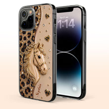 Load image into Gallery viewer, Personalized Clear Phone Case with 3D Horse Glitter Design for Gift