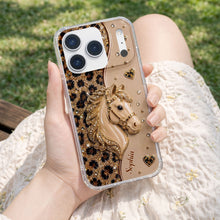 Load image into Gallery viewer, Personalized Clear Phone Case with 3D Horse Glitter Design for Gift