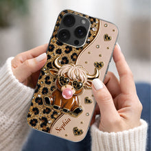 Load image into Gallery viewer, Personalized Clear Phone Case Highland Cow with Hearts Gift