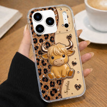 Load image into Gallery viewer, Personalized Clear Phone Case Cute Pink Highland Cow Gift