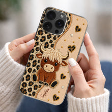 Load image into Gallery viewer, Personalized Highland Cow Clear Phone Case Custom Name Gift