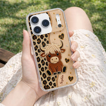 Load image into Gallery viewer, Personalized Highland Cow Clear Phone Case Custom Name Gift