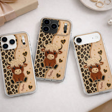 Load image into Gallery viewer, Personalized Highland Cow Clear Phone Case Custom Name Gift