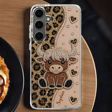 Load image into Gallery viewer, Personalized Clear Phone Case Highland Cow Glitter Cheetah Gift