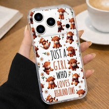 Load image into Gallery viewer, Personalized Clear Phone Case with Highland Cows and Flowers for Her