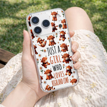Load image into Gallery viewer, Personalized Clear Phone Case with Highland Cows and Flowers for Her