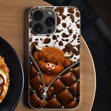 Load image into Gallery viewer, Personalized Clear Phone Case with Cute Highland Cow Design