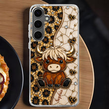 Load image into Gallery viewer, Personalized Clear Phone Case Cute Highland Cow Gift for Farm Lovers