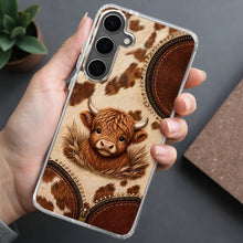 Load image into Gallery viewer, Personalized Clear Phone Case Highland Cow 3D Effect Gift