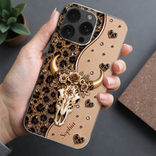 Load image into Gallery viewer, Personalized Clear Phone Case Bull Skull Leopard Flowers Gift for Her