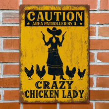 Load image into Gallery viewer, Personalized Metal Sign Crazy Chicken Lady Gift for Farmers