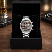 Load image into Gallery viewer, Personalized Fire Truck Men's Watch Custom Name Gift for Dad