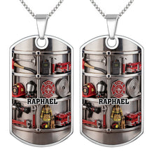 Load image into Gallery viewer, Personalized Firefighter Dog Tag Necklace Custom Name Gift for Dad