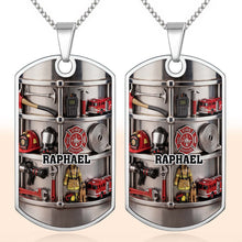 Load image into Gallery viewer, Personalized Firefighter Dog Tag Necklace Custom Name Gift for Dad