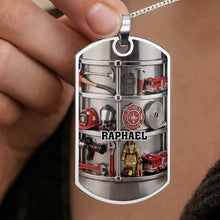 Load image into Gallery viewer, Personalized Firefighter Dog Tag Necklace Custom Name Gift for Dad