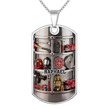 Load image into Gallery viewer, Personalized Firefighter Dog Tag Necklace Custom Name Gift for Dad