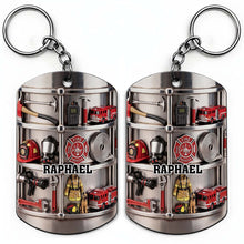 Load image into Gallery viewer, Personalized Firefighter Stainless Steel Keychain Gift for Dad