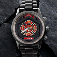 Load image into Gallery viewer, Personalized Firefighter Badge Men's Watch Custom Name Gift