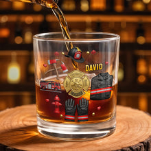 Load image into Gallery viewer, Personalized Custom Whiskey Glass for Firefighter Dad | Gift Idea