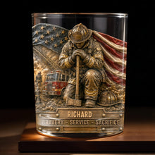 Load image into Gallery viewer, Personalized Whiskey Glass Custom Name Firefighter Gift for Dad