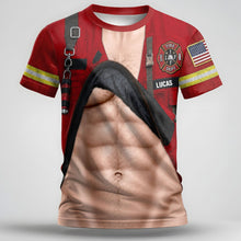 Load image into Gallery viewer, Personalized Firefighter T-Shirt Custom 3D Design Gift for Dad