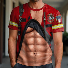 Load image into Gallery viewer, Personalized Firefighter T-Shirt Custom 3D Design Gift for Dad