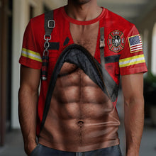 Load image into Gallery viewer, Personalized Firefighter T-Shirt Custom 3D Design Gift for Dad