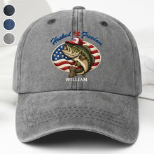 Load image into Gallery viewer, Personalized Washed Denim Cap Custom Name American Flag Gift for Dad