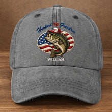 Load image into Gallery viewer, Personalized Washed Denim Cap Custom Name American Flag Gift for Dad