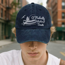 Load image into Gallery viewer, Personalized Washed Denim Cap Custom Name Gift for Dad Fishing