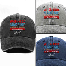 Load image into Gallery viewer, Personalized Washed Denim Cap Custom Name Faith Gift for Him