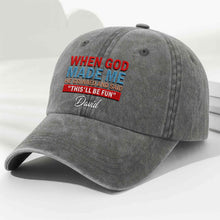 Load image into Gallery viewer, Personalized Washed Denim Cap Custom Name Faith Gift for Him