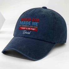 Load image into Gallery viewer, Personalized Washed Denim Cap Custom Name Faith Gift for Him