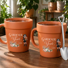 Load image into Gallery viewer, Personalized Flower Pot Ceramic Mug Custom Gardener Gift