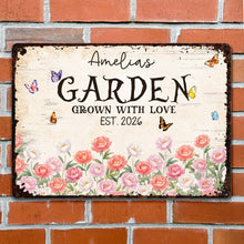 Load image into Gallery viewer, Personalized Floral Metal Sign with Butterflies Gift for Mom