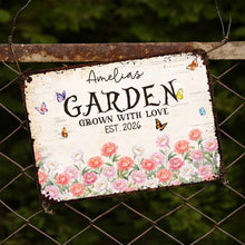 Load image into Gallery viewer, Personalized Floral Metal Sign with Butterflies Gift for Mom