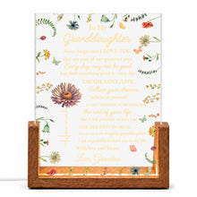 Load image into Gallery viewer, Personalized Acrylic Night Light for Granddaughter with Wooden Base