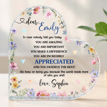 Load image into Gallery viewer, Personalized Heart Shaped Acrylic Plaque Custom Keepsake Gift