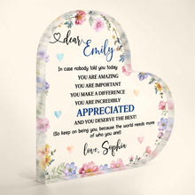 Load image into Gallery viewer, Personalized Heart Shaped Acrylic Plaque Custom Keepsake Gift