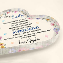 Load image into Gallery viewer, Personalized Heart Shaped Acrylic Plaque Custom Keepsake Gift