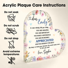 Load image into Gallery viewer, Personalized Heart Shaped Acrylic Plaque Custom Keepsake Gift