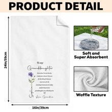 Load image into Gallery viewer, Personalized Kitchen Towel for Granddaughter with Birth Month Flower Gift