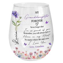 Load image into Gallery viewer, Personalized Stemless Wine Glass Custom Name Gift for Granddaughter