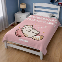 Load image into Gallery viewer, Personalized Cat Nap Blanket Custom Name Gift for Granddaughter