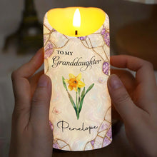 Load image into Gallery viewer, Personalized Custom LED Candle Birth Month Flower Gift for Granddaughter