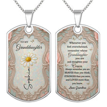 Load image into Gallery viewer, Personalized Dog Tag Necklace for Granddaughter with Birth Month Flower