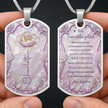 Load image into Gallery viewer, Personalized Birth Month Flower Dog Tag Necklace Custom Name for Daughter