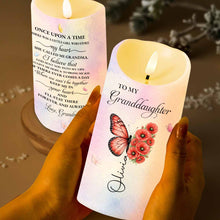 Load image into Gallery viewer, Personalized LED Candle with Birth Month Flowers for Granddaughter