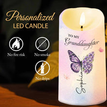 Load image into Gallery viewer, Personalized LED Candle with Birth Month Flowers for Granddaughter