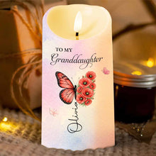 Load image into Gallery viewer, Personalized LED Candle with Birth Month Flowers for Granddaughter